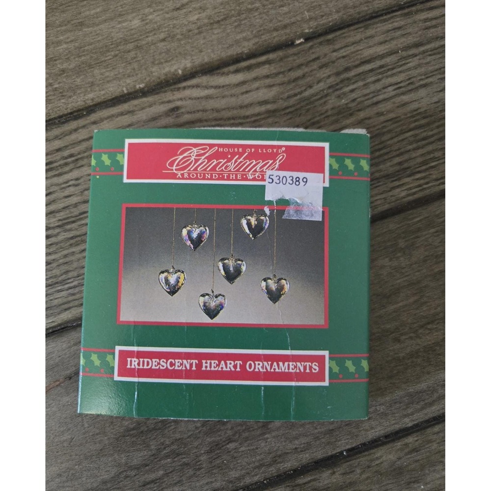 Vintage House of Lloyd Christmas Around the World Iridescent Heart Ornaments